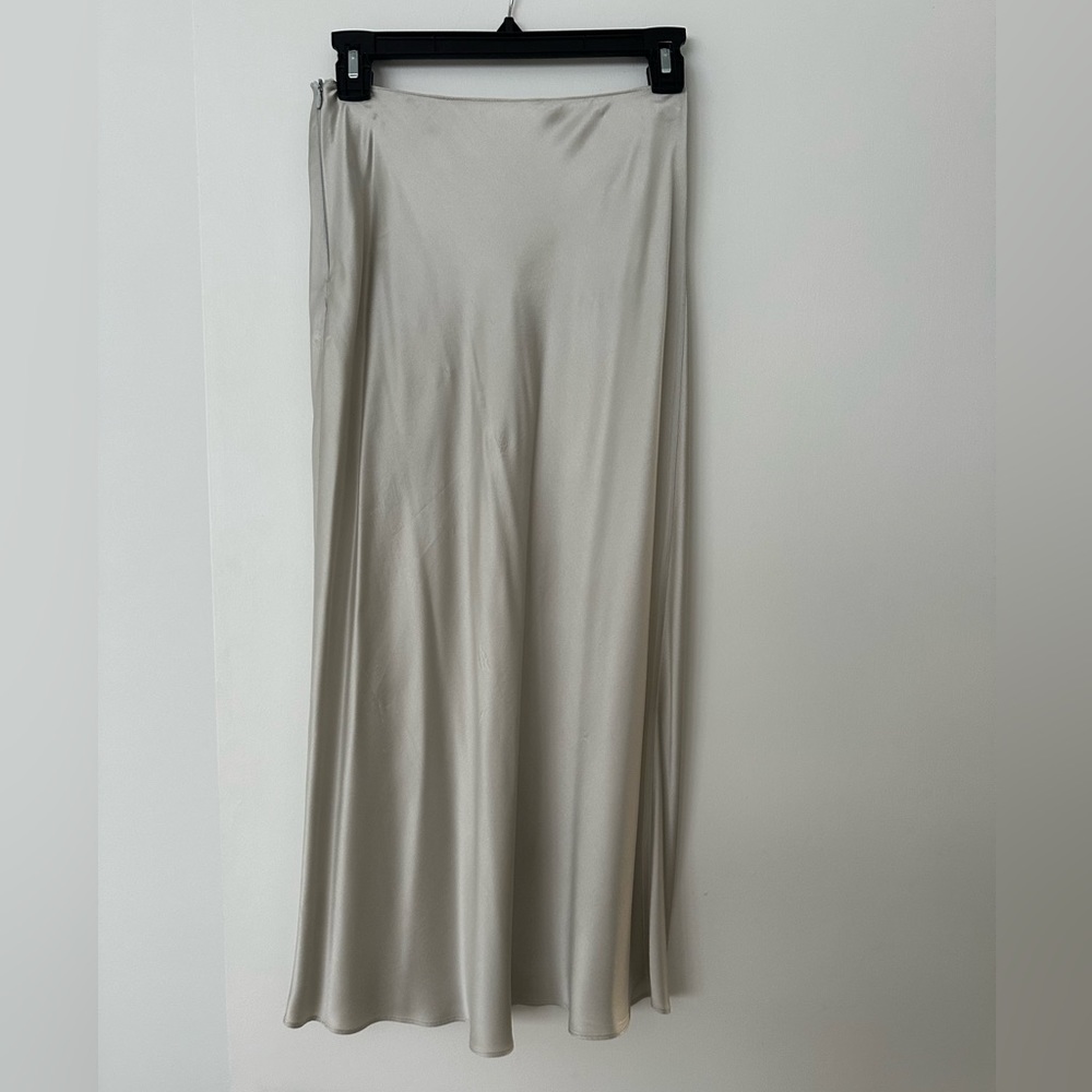 Sablyn silver midi silk skirt XS